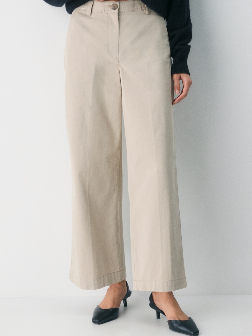 Aritzia Wilfred chino relaxed hi-rise wide pant 0